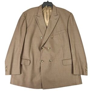Paul Fredrick Double Breasted Micro Houndstooth Wool Blazer Jacket Mens 50R
